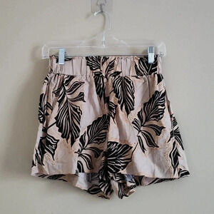 Panama Jack Tropical Leaf Print Linen Blend Shorts Size XS